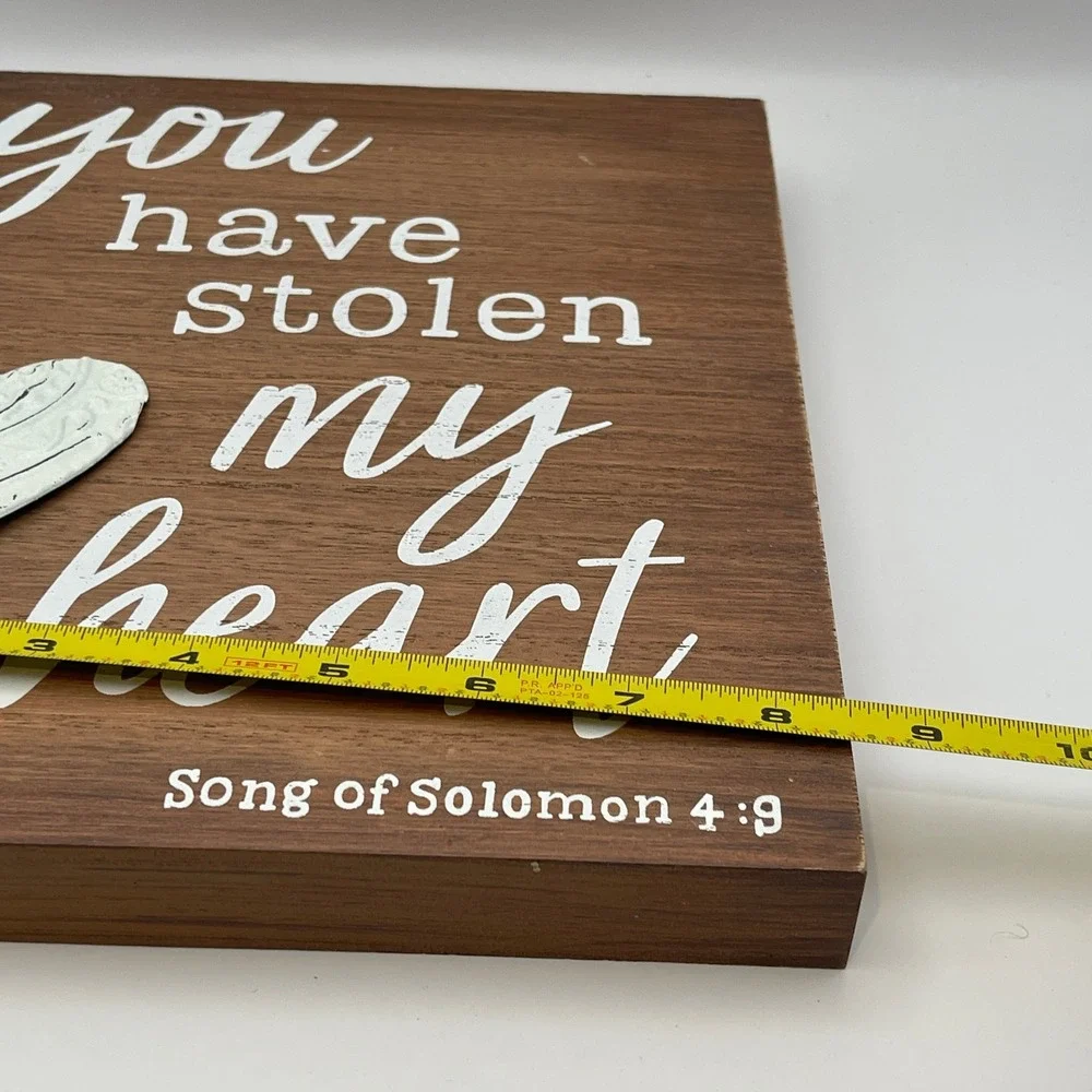 Burton Burton You Have Stolen My Heart Wood Sign Song of Solomon 4:9 8x10 Plaque